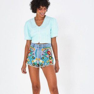 FARM Rio Harmonia Daisy Embellished Crop Top